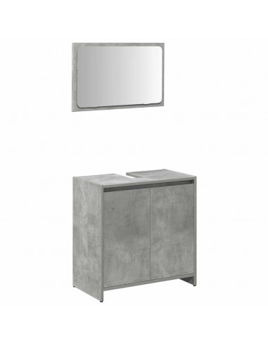 Set Mobili da Bagno 3 pz Grigio Cemento in Legno Multistrato