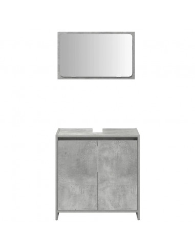 Set Mobili da Bagno 3 pz Grigio Cemento in Legno Multistrato