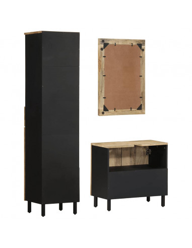 Set Mobili da Bagno 3pz in Legno Massello di Mango