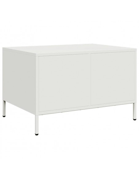 Tavolino Bianco 68,5x50x43,5 cm in Acciaio Laminato a Freddo