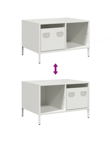 Tavolino Bianco 68,5x50x43,5 cm in Acciaio Laminato a Freddo