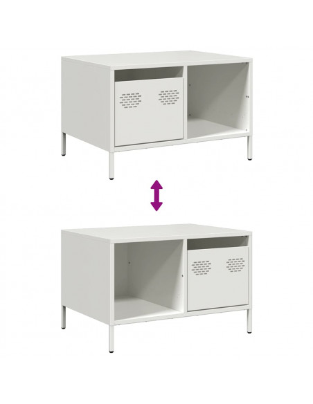 Tavolino Bianco 68,5x50x43,5 cm in Acciaio Laminato a Freddo