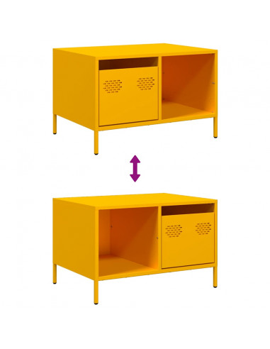 Tavolino Giallo Senape 68,5x50x43,5cm Acciaio Laminato a Freddo