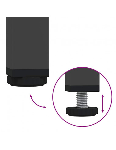 Tavolino Nero 68,5x50x43,5 cm in Acciaio Laminato a Freddo