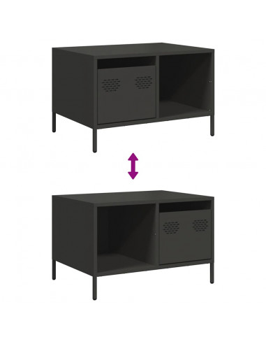 Tavolino Nero 68,5x50x43,5 cm in Acciaio Laminato a Freddo