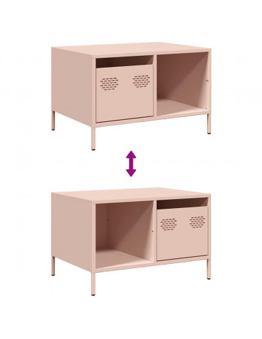 Tavolino Rosa 68,5x50x43,5 cm in Acciaio Laminato a Freddo