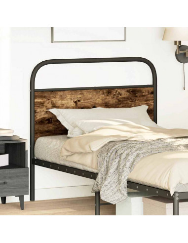 Testiera Rovere Fumo 100 cm in Acciaio e Legno Multistrato