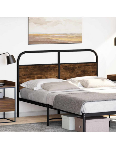 Testiera Rovere Fumo 135 cm in Acciaio e Legno Multistrato