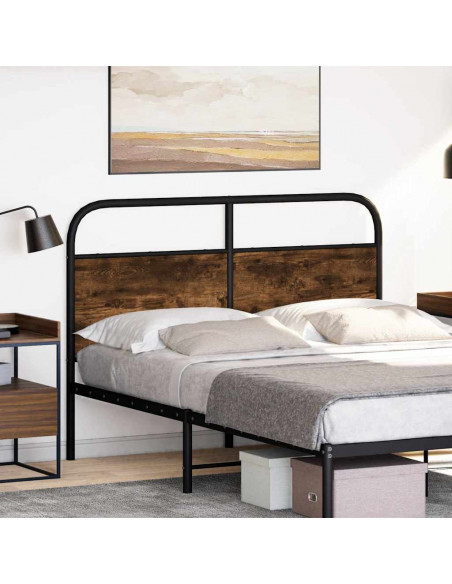 Testiera Rovere Fumo 140 cm in Acciaio e Legno Multistrato