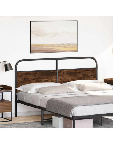 Testiera Rovere Fumo 160 cm in Acciaio e Legno Multistrato