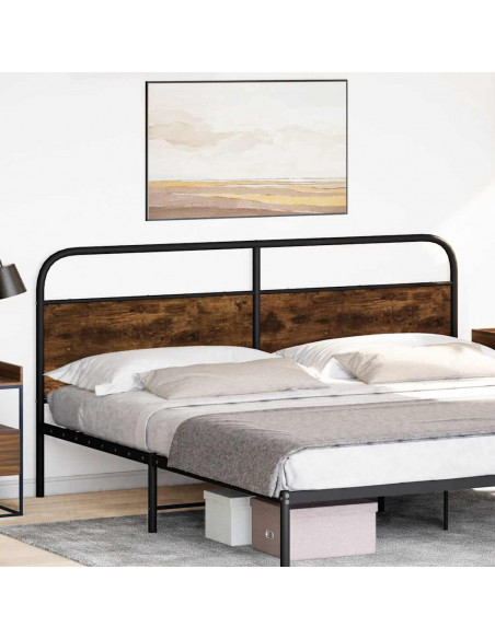 Testiera Rovere Fumo 180 cm in Acciaio e Legno Multistrato