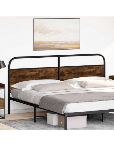 Testiera Rovere Fumo 190 cm in Acciaio e Legno Multistrato