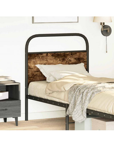 Testiera Rovere Fumo 80 cm in Acciaio e Legno Multistrato