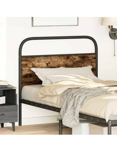 Testiera Rovere Fumo 90 cm in Acciaio e Legno Multistrato