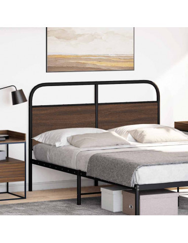 Testiera Rovere Marrone 120 cm in Acciaio e Truciolato