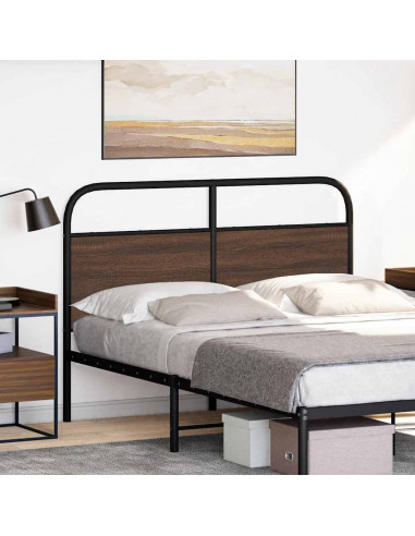 Testiera Rovere Marrone 135 cm in Acciaio e Truciolato