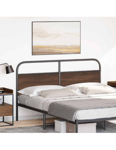 Testiera Rovere Marrone 150 cm in Acciaio e Truciolato