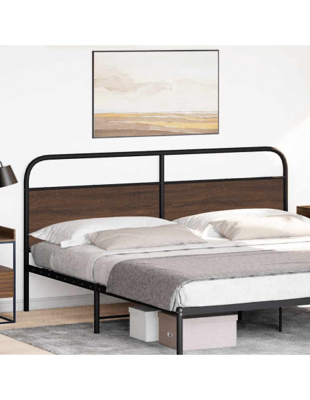 Testiera Rovere Marrone 200 cm in Acciaio e Truciolato