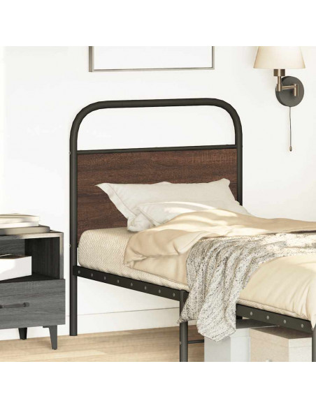Testiera Rovere Marrone 75 cm in Acciaio e Truciolato