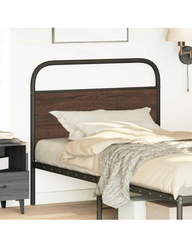 Testiera Rovere Marrone 90 cm in Acciaio e Truciolato