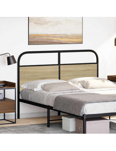 Testiera Rovere Sonoma 120 cm in Acciaio e Legno Multistrato