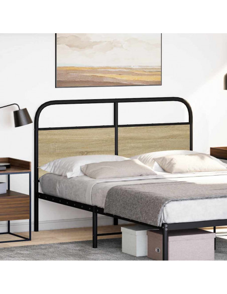 Testiera Rovere Sonoma 135 cm in Acciaio e Legno Multistrato