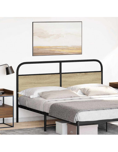 Testiera Rovere Sonoma 150 cm in Acciaio e Legno Multistrato