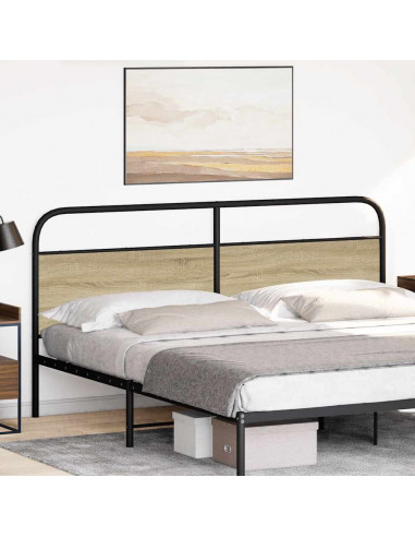 Testiera Rovere Sonoma 190 cm in Acciaio e Legno Multistrato