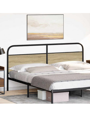 Testiera Rovere Sonoma 200 cm in Acciaio e Legno Multistrato