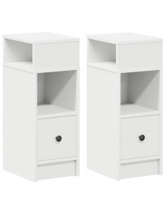 Comodini 2 pz con Cassetto Bianchi 25x31x66 cm 2