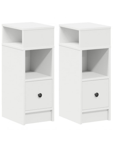 Comodini 2 pz con Cassetto Bianchi 25x31x66 cm