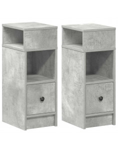 Comodini 2 pz con Cassetto Grigio Cemento 25x31x66 cm 2