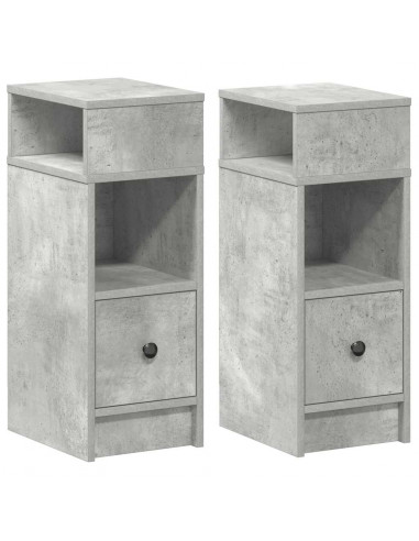Comodini 2 pz con Cassetto Grigio Cemento 25x31x66 cm