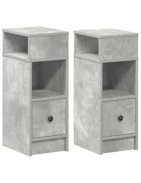 Comodini 2 pz con Cassetto Grigio Cemento 25x31x66 cm