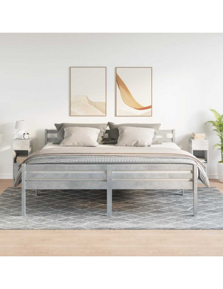Comodini 2 pz con Cassetto Grigio Cemento 25x31x66 cm