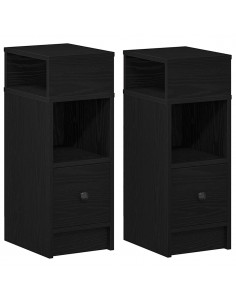 Comodini 2 pz con Cassetto Neri 25x31x66 cm 2