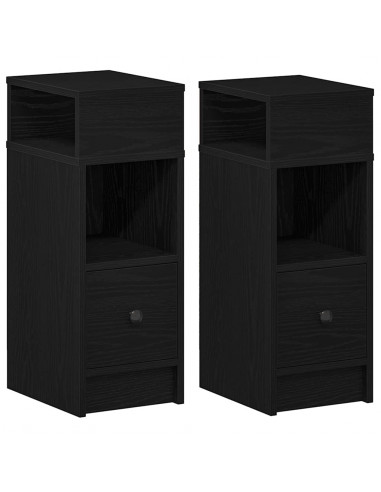Comodini 2 pz con Cassetto Neri 25x31x66 cm