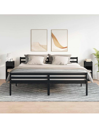 Comodini 2 pz con Cassetto Neri 25x31x66 cm