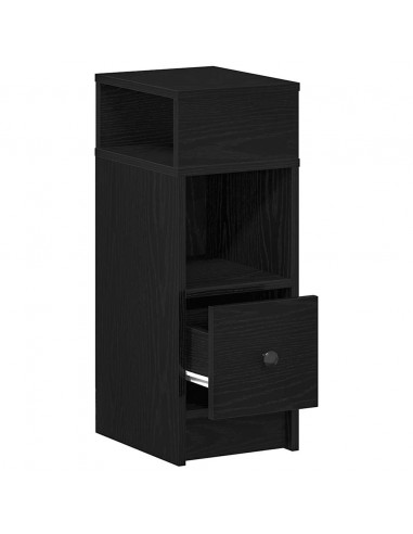 Comodini 2 pz con Cassetto Neri 25x31x66 cm