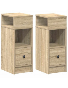 Comodini 2 pz con Cassetto Rovere Sonoma 25x31x66 cm 2