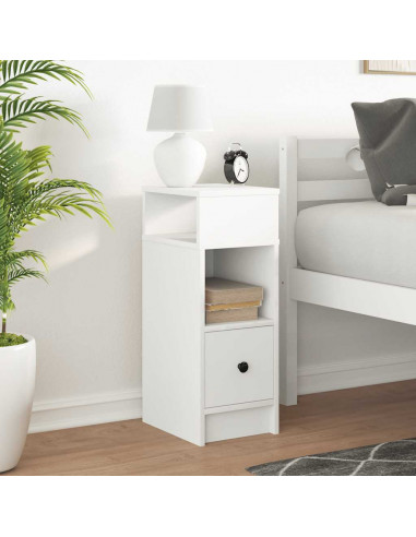 Comodino con Cassetto Bianco 25x31x66 cm