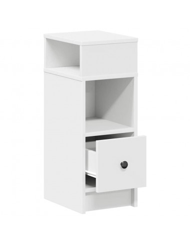 Comodino con Cassetto Bianco 25x31x66 cm
