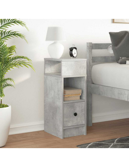 Comodino con Cassetto Grigio Cemento 25x31x66 cm