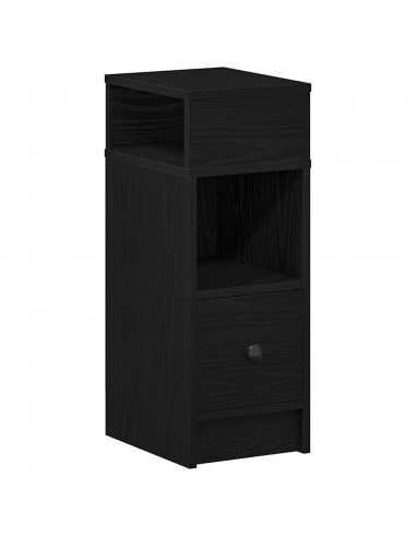 Comodino con Cassetto Nero 25x31x66 cm