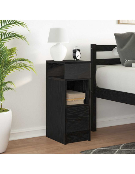 Comodino con Cassetto Nero 25x31x66 cm