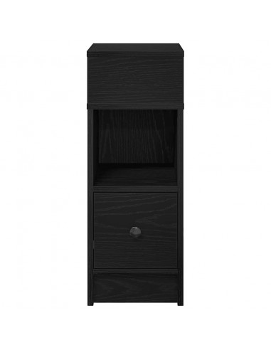 Comodino con Cassetto Nero 25x31x66 cm