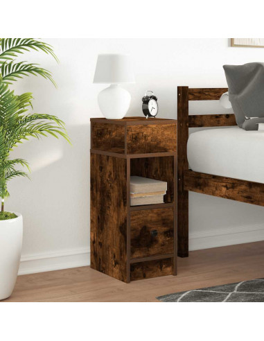 Comodino con Cassetto Rovere Fumo 25x31x66 cm