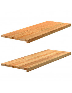 Davanzali 2 pz Marrone Chiaro 110x40x2 cm Legno Massello Rovere 2