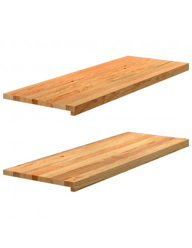 Davanzali 2 pz Marrone Chiaro 110x40x2 cm Legno Massello Rovere