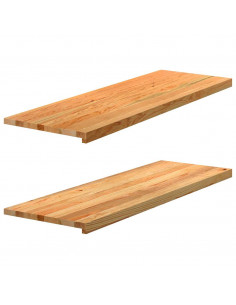 Davanzali 2 pz Marrone Chiaro 120x40x2 cm Legno Massello Rovere 2